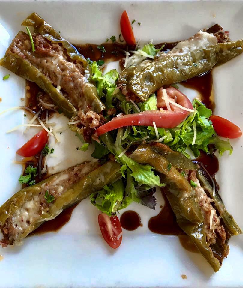 Stuffed long hot peppers, golden and crispy